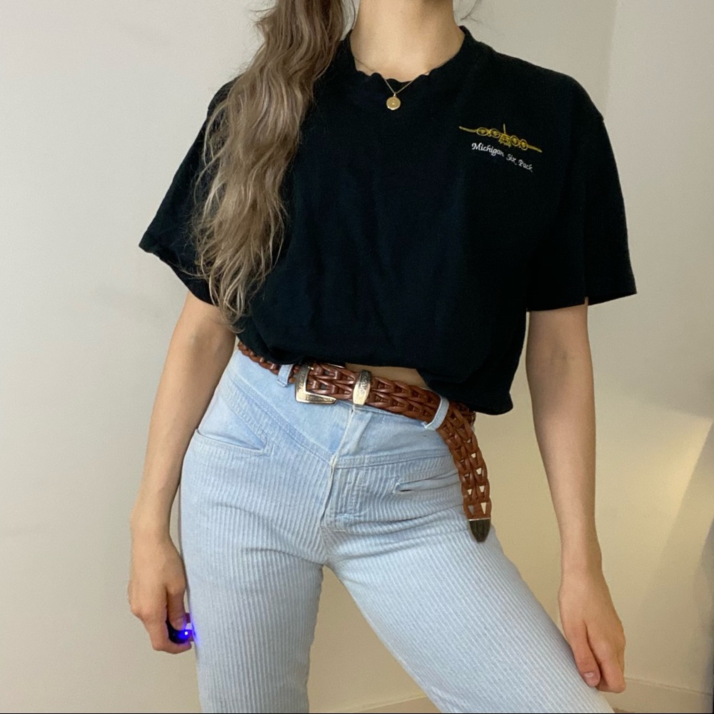 Vintage 80s Michigan 6-Pack Plane Embroidered Tee - Picture 4 of 12